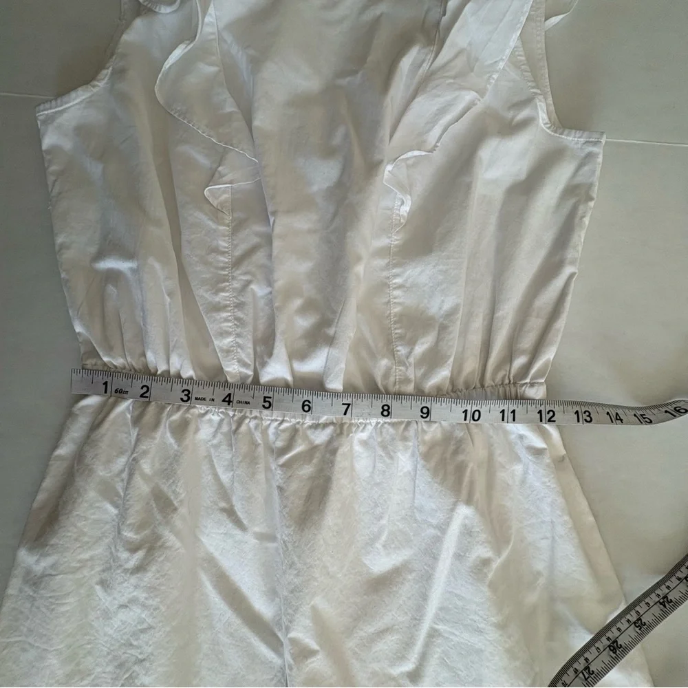 J. Crew Ruffle shoulder A line dress white size 0 100% cotton